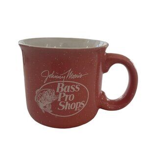 Bass Pro Shops Mug Pink 16oz White‎ Speckled Ceramic Johnny Morris Cup